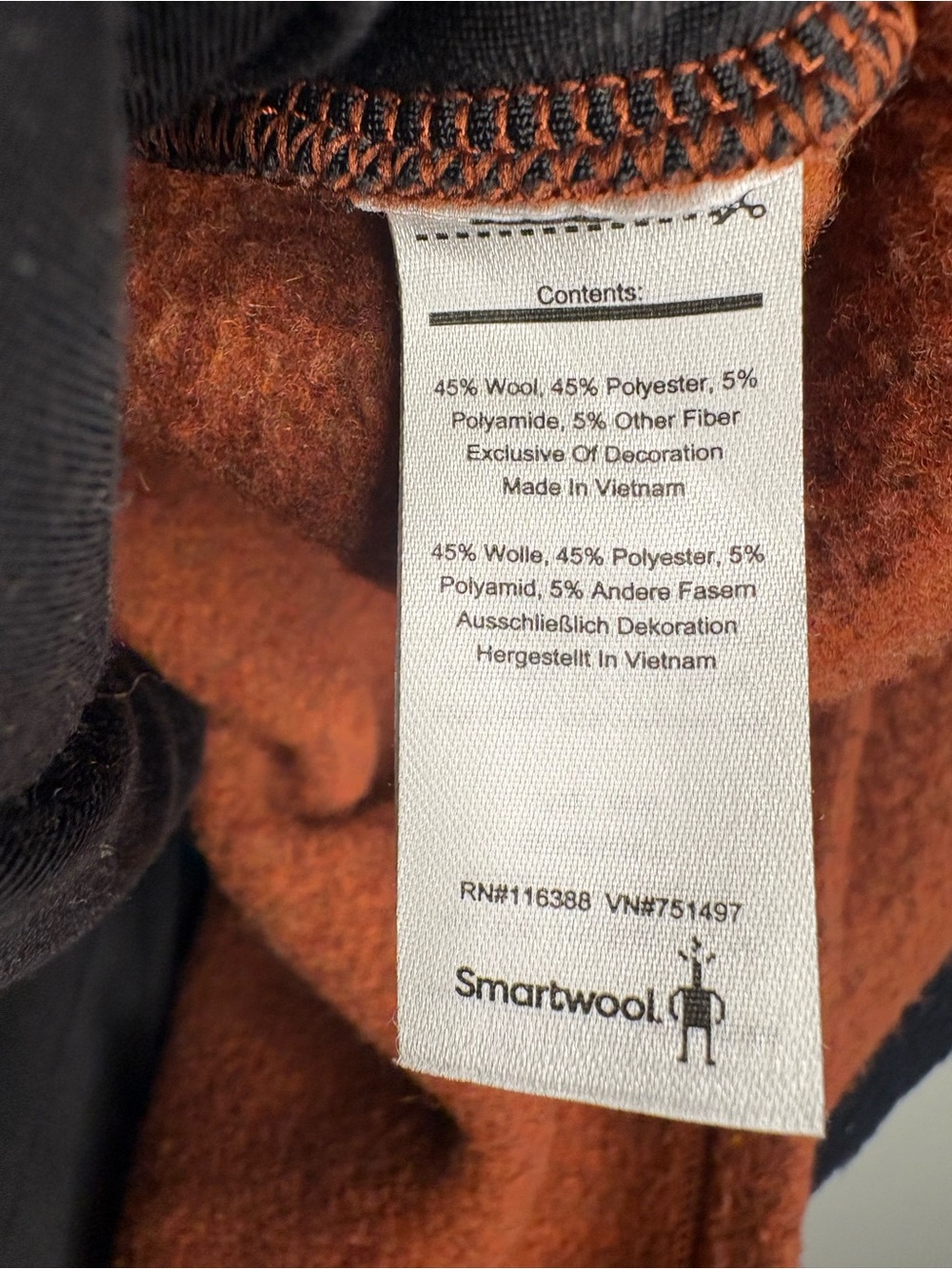 Smartwool Men’s Hudson Trail Fleece Full Zip Jacket Navy- Picante Xl - Picture 6 of 6